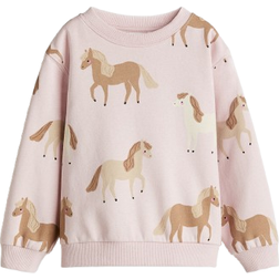 H&M Printed Brushed Inside Sweatshirt - Light Pink/Horses (1305880002)