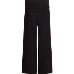 H&M Foldover Waist Cotton Trousers - Black