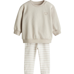 H&M Sweatshirt & Leggings Set 2-piece - Light Beige/Bear (1170051022)
