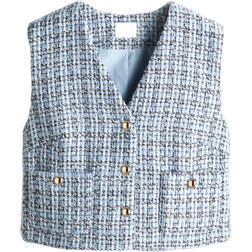 H&M Väst I Bouclé - Ljusblå/Rutig