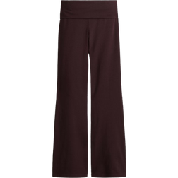 H&M Foldover Waist Cotton Trousers - Burgundy