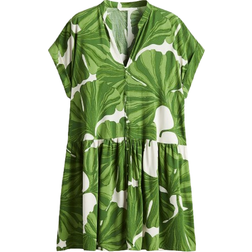 H&M Dame Krinklet Tunikakjole - Hvit/Grønne