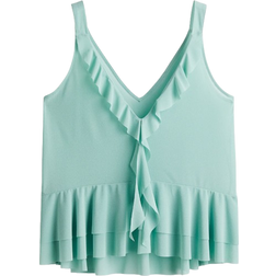H&M Flounced Sleeveless Top - Light Turquoise