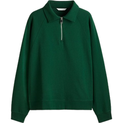 H&M Oversized Half Zip Sweatshirt - Dark Green