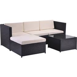 Ebern Designs Rattan - Black Outdoor Lounge Set, 1 Table incl. 1 Sofas