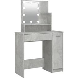 vidaXL with LED Concrete Grey Dressing Table 35x86.5cm