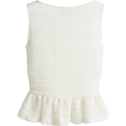 H&M Frill-Trimmed Peplum Top - White