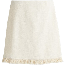 H&M Falda de Bouclé con Flecos - Crema