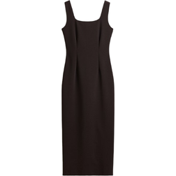 H&M Dart-Detail Dress - Dark Brown