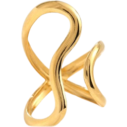 Shein 1pc Fashionable Asymmetrical Wavy Curve Stainless Steel Adjustable Open Ring For Women