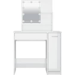 vidaXL with LED High Gloss White Dressing Table 35x86.5cm