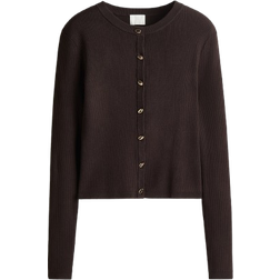 H&M Rib Knit Cardigan - Dark Brown