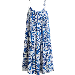 H&M Tie Strap Maxi Dress - Bright Blue/Patterned