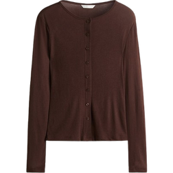 H&M Fine Knit Button Front Top - Dark Brown