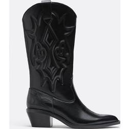 Stradivarius Heeled Cowboy Boots - Black