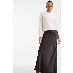 Vero Moda Tall Satin Bias Midi Skirt - Chocolate