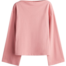 H&M Boat-neck Cotton Top - Pink
