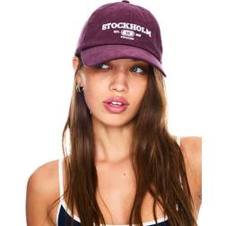 Bershka Embroidered Cap - Burgundy