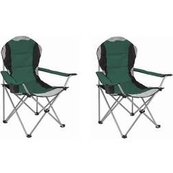 Hy5 Folding Camping Chairs Heavy Duty Padded 2-Chairs - Green