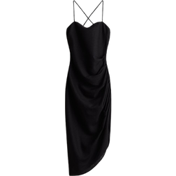 H&M Draped Linen Blend Dress - Black