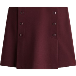 H&M Dame Vinrød Skorts Med Knapper - Vinrød