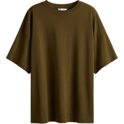 H&M Oversized T-shirt - Dark Khaki Green