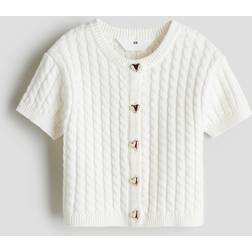 H&M Pige Kabelstrikket Cardigan - Hvid