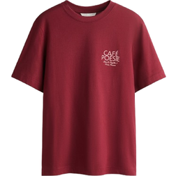 H&M Printed T-shirt - Dark red/Cafe Poesie