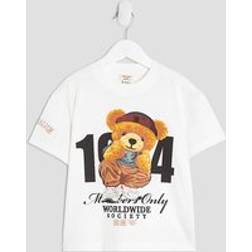 River Island Mini Boys Varsity Bear T-Shirt - White