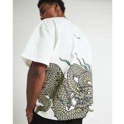 River Island Oversized Fit Dragon T-Shirt - White