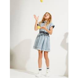River Island Girls Blue Denim Twill Ri Waistband Dress