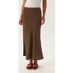 Pieces HW Midi Skirt Kjol - Mörkbrun