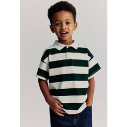 H&M Boys Striped Cotton Polo Shirt - White/Green