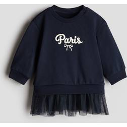 H&M Baby Sweatshirtklänning Med Tyllkjol - Marinblå