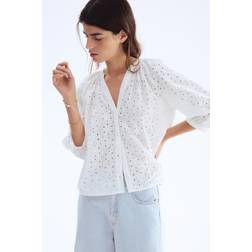 H&M Blus Med Broderie Anglaise - Vit