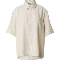 Weekday Relaxed Short-Sleeved Linen-Blend Shirt - Beige