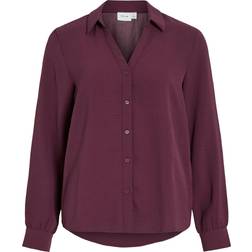 Vila V-udskæring Skjorte Bluse - Aubergine
