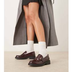 Glamorous Wide Fit Loafers Med Spännen - Vinröd