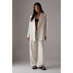 Warehouse Womens Linen Look Pinstripe Blazer - Beige