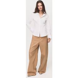 Mango Blus Sofia Figursydd Skjorta Bomull - Vit