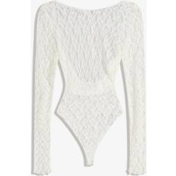 Bershka Langærmet Bodystocking - Hvid