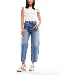New Look Ankle Grazer Barrel Leg Jeans - Blue