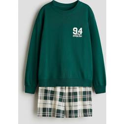 H&M Boys Checked Cotton Jersey Pyjamas - Green