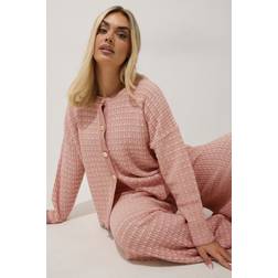 Yours Long Sleeve Boucle Cardigan - Pink