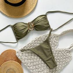Shein Springbreak Solid Color Strapless Strap Metal Decor - Summer