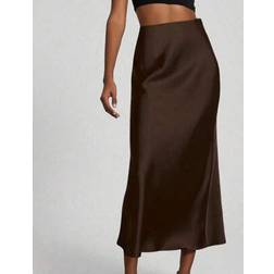 Shein Solid Color Elegant Zipper Slit Skirt - Minimalist