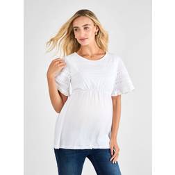 JoJo Maman Bébé White Broderie Lace Trim Maternity Jersey