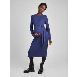 JoJo Maman Bébé Blue Ribbed Jersey Maternity Dress L