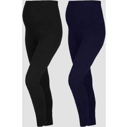 JoJo Maman Bébé Navy Cotton Rich Maternity Leggings 2 Pack