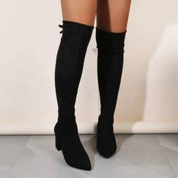 Shein Women's High Heel Fall Winter Knee Boots With Dress - Fall/Winter